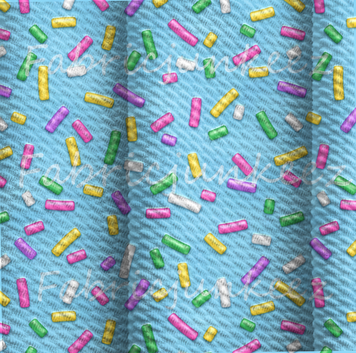 Sprinkles Blue Birthday Print Bullet DBP Liverpool Stretch Knit Fabric By The Yard