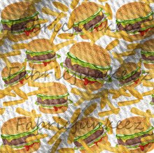 Load image into Gallery viewer, Hamburger Print Bullet DBP Liverpool Stretch Knit Fabric By The Yard