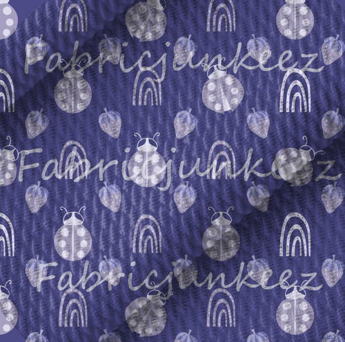 Ladybug Rainbow Blue Bullet DBP Liverpool Stretch Knit Fabric By The Yard