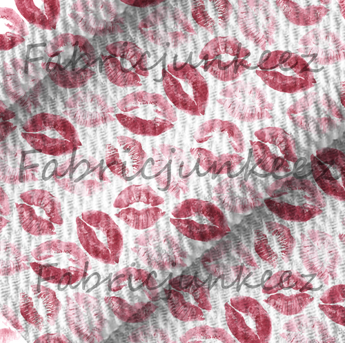 Pink Lips Kiss Bullet DBP Liverpool Stretch Knit Fabric By The Yard Hearts