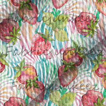 Load image into Gallery viewer, Strawberries Fruit Bunch Print Bullet DBP Liverpool Stretch Knit Fabric By The Yard