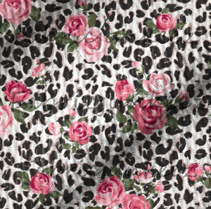 Roses Leopard Bunch Pink Bullet DBP Liverpool Stretch Knit Fabric By The Yard