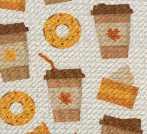 Coffee & Donuts Print Bullet DBP Liverpool Stretch Knit Fabric By The Yard